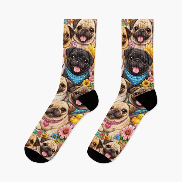 Item preview, Cute Pug Collage – Colorful Illustrated Pug Poster designed and sold by PIXEL POP DESIGNS - Beyond the Norm!.
