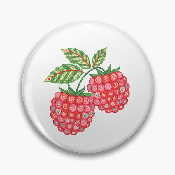 Item preview, Raspberry Cluster with Folk Motifs – Scandinavian Folk Art by heidiannemorris © designed and sold by FOLK ART FUSION by heidiannemorris.