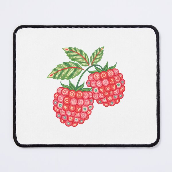 Item preview, Raspberry Cluster with Folk Motifs – Scandinavian Folk Art by heidiannemorris © designed and sold by FOLK ART FUSION by heidiannemorris.