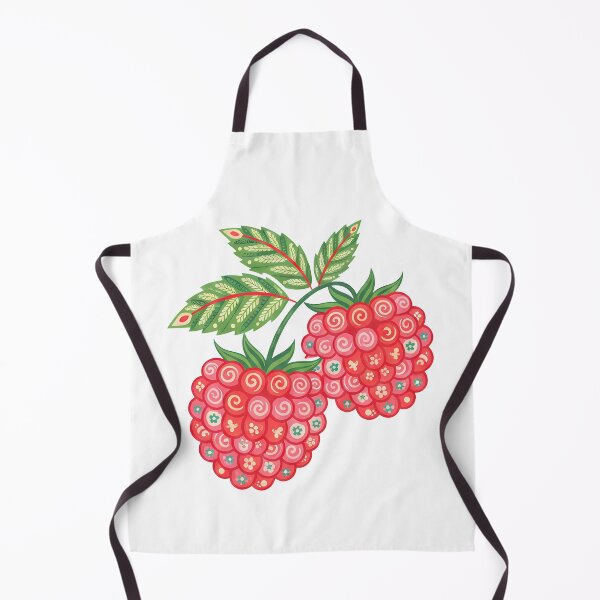 Item preview, Raspberry Cluster with Folk Motifs – Scandinavian Folk Art by heidiannemorris © designed and sold by FOLK ART FUSION by heidiannemorris.