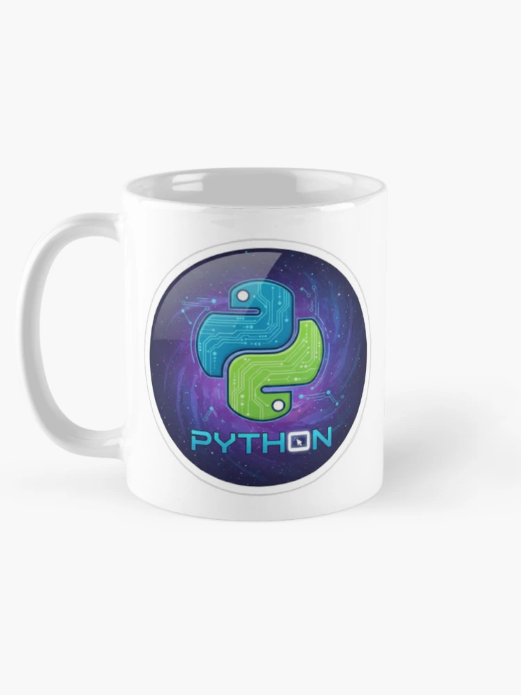 Thumbnail 5 of 6, Coffee Mug, Code in Python Sticker – Programming, Coder, Developer, Geek Gift designed and sold by spanishartist.