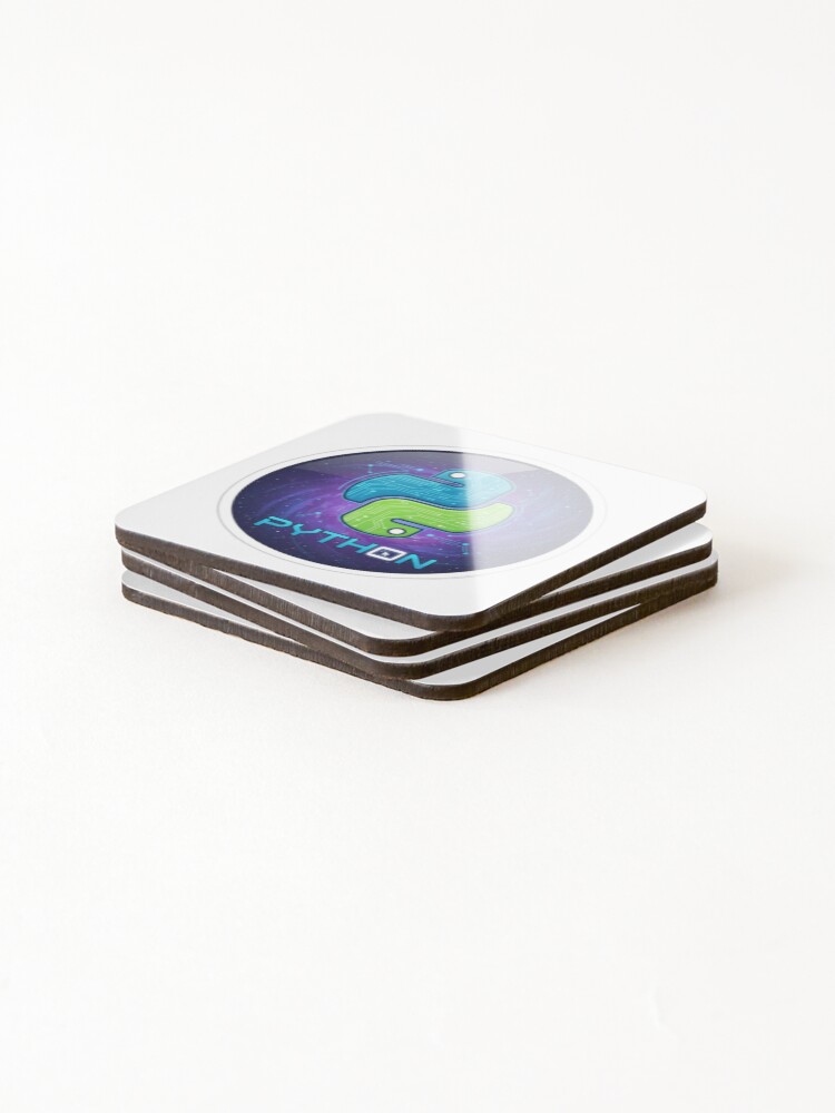 Thumbnail 4 of 5, Coasters (Set of 4), Code in Python Sticker – Programming, Coder, Developer, Geek Gift designed and sold by spanishartist.