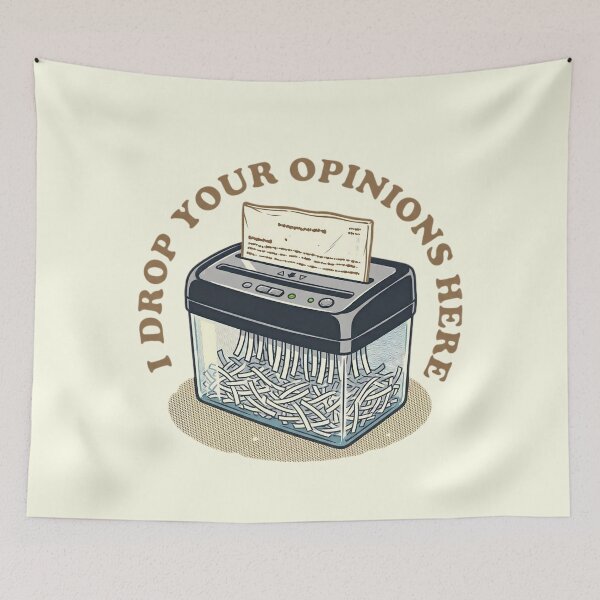 Item preview, Drop Your Opinions Here – Funny Shredder Humor Illustration designed and sold by SidTastic .