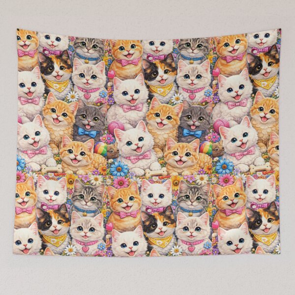 Item preview, Cute Kittens Collage – Colorful Illustrated Kitten Poster designed and sold by PIXEL POP DESIGNS - Beyond the Norm!.