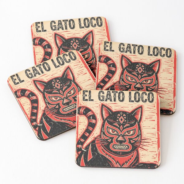 Item preview, El Gato Loco (The Crazy Cat) Lucha Libre Wrestling Mask Vintage Poster Art designed and sold by Zyra_urs1.