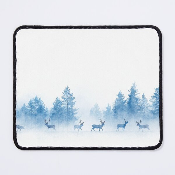Item preview, Winter deers in blue forest designed and sold by FatBirdie.