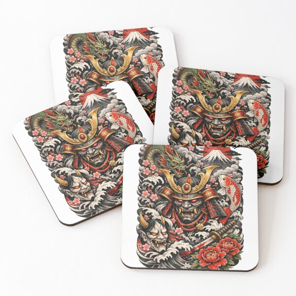 Item preview, Samurai Oni Mask – Traditional Japanese Irezumi Tattoo Design designed and sold by ValeriValera.