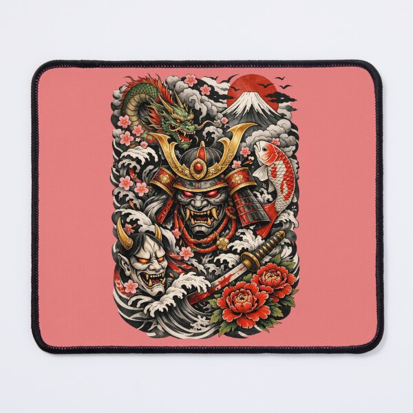 Item preview, Samurai Oni Mask – Traditional Japanese Irezumi Tattoo Design designed and sold by ValeriValera.