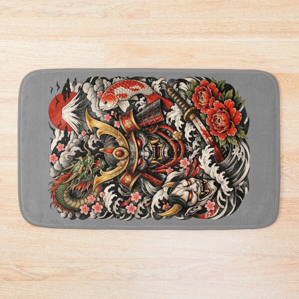 Item preview, Samurai Oni Mask – Traditional Japanese Irezumi Tattoo Design designed and sold by ValeriValera.