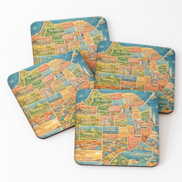 Item preview, San Francisco Neighborhoods – Illustrated City Map Poster designed and sold by PIXEL POP DESIGNS - Beyond the Norm!.