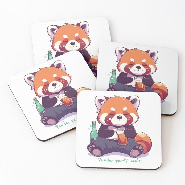 Item preview, Red Panda Party Mode - Too Much Bamboo Juice art designed and sold by MarWachaN.
