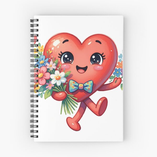 Item preview, Cute heart character holding flower bouquet for valentine's day designed and sold by Alexzel.