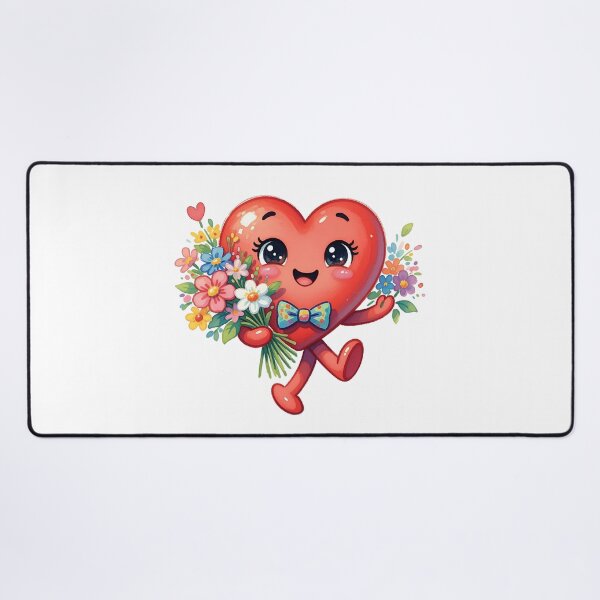 Item preview, Cute heart character holding flower bouquet for valentine's day designed and sold by Alexzel.