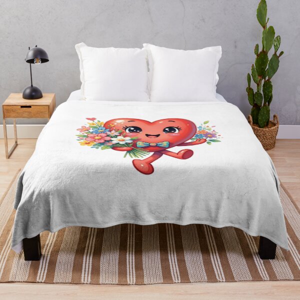 Item preview, Cute heart character holding flower bouquet for valentine's day designed and sold by Alexzel.