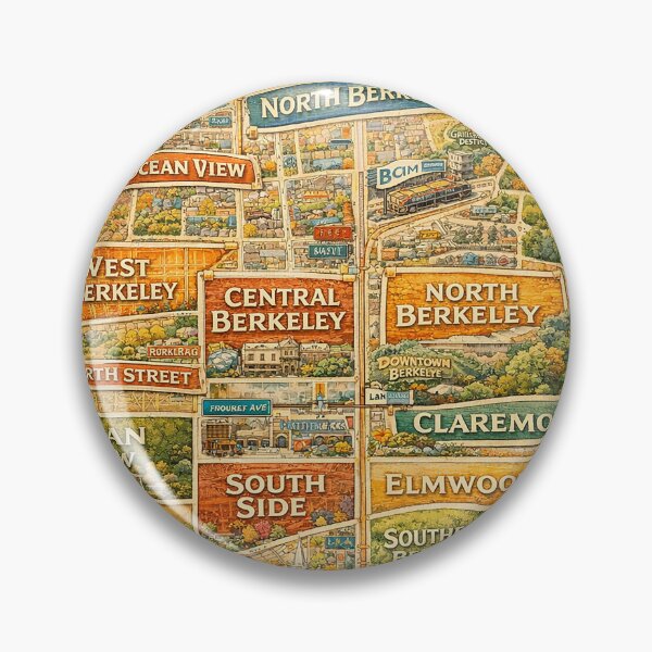 Item preview, Berkeley Neighborhoods – Illustrated City Map Poster designed and sold by PIXEL POP DESIGNS - Beyond the Norm!.