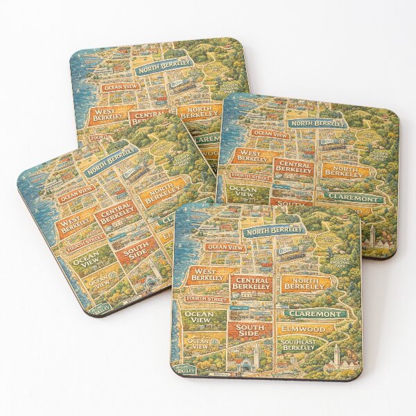 Item preview, Berkeley Neighborhoods – Illustrated City Map Poster designed and sold by PIXEL POP DESIGNS - Beyond the Norm!.
