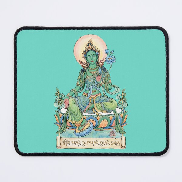 Item preview, Green Tara – The Great Liberator | Solarfem Punk Watercolor Art designed and sold by DianaAlunaImage.