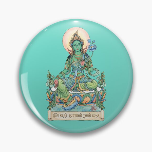 Item preview, Green Tara – The Great Liberator | Solarfem Punk Watercolor Art designed and sold by DianaAlunaImage.