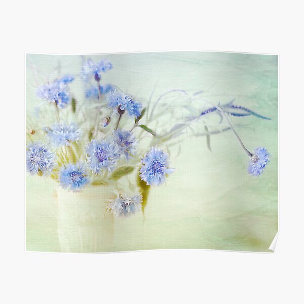 "Summer Flowers on White Linen" Poster