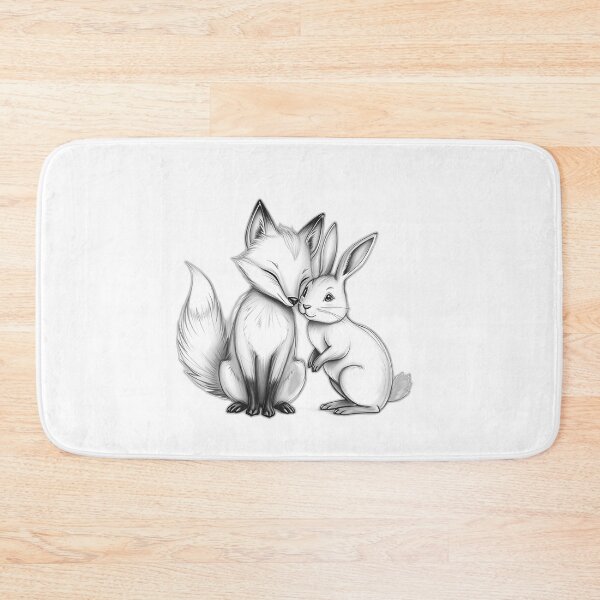 Item preview, Whimsical Fox and Rabbit Charcoal Sketch designed and sold by sharon1210.
