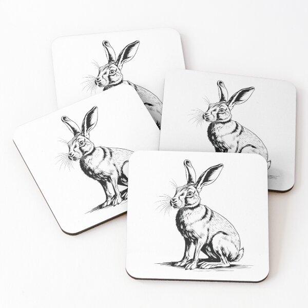 Item preview, Monochrome Hare Line Art – Dark Wildlife Illustration designed and sold by PAPIRO SIGLO XXI.