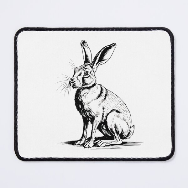 Item preview, Monochrome Hare Line Art – Dark Wildlife Illustration designed and sold by PAPIRO SIGLO XXI.
