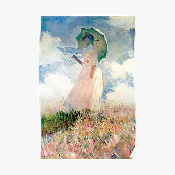 HD. Woman with a Parasol, facing left, by Claude Monet. HIGH DEFINITION  Poster