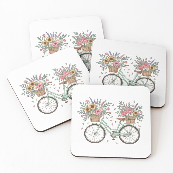 Item preview, Cute Vintage Bicycle with Spring Floral Basket designed and sold by ToonyTeez.