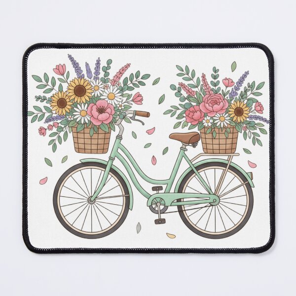 Item preview, Cute Vintage Bicycle with Spring Floral Basket designed and sold by ToonyTeez.