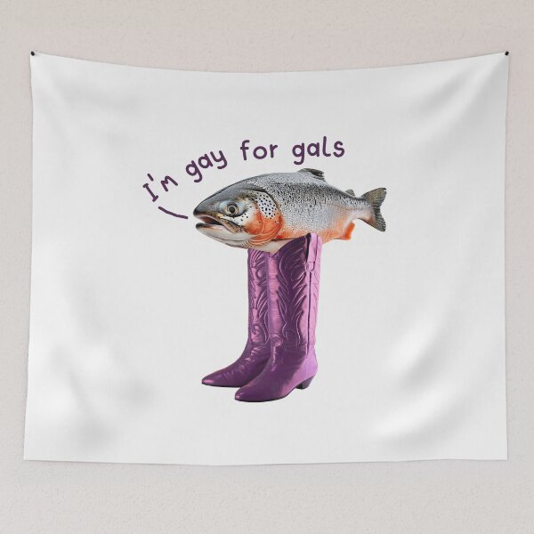 Item preview, Funny Lesbian Gay Fish Meme Purple Cowboy Boots  designed and sold by TackyTime.
