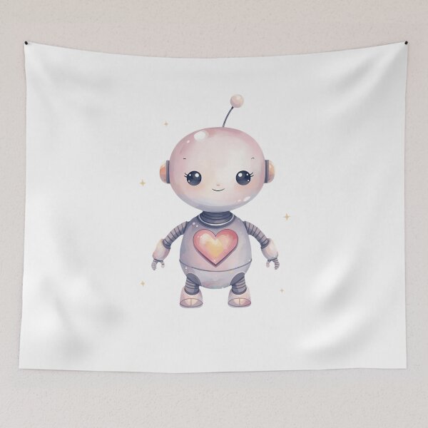 Item preview, Little Cute Robot, Kawaii Friendly Robot Illustration designed and sold by Moodune.