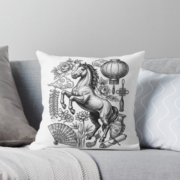 Item preview, Vintage Year of the Horse 2026 - Chinese Zodiac Ink Art designed and sold by DigitalGlade.