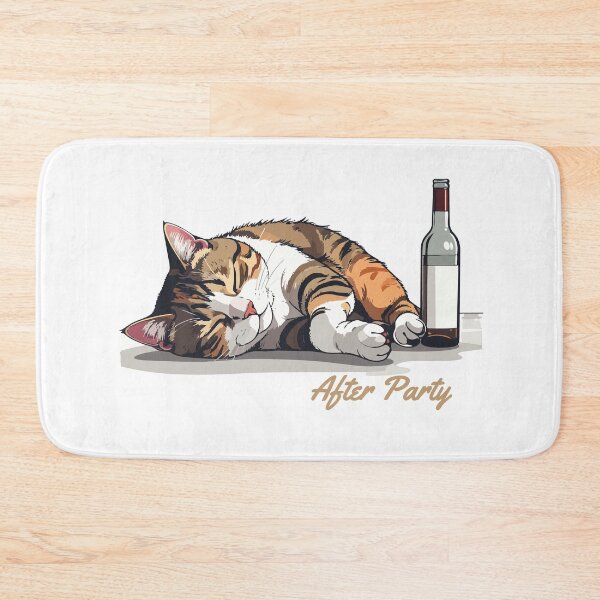 Item preview, Drunk Cat After Party - Exhausted Kitty Illustration designed and sold by MarWachaN.