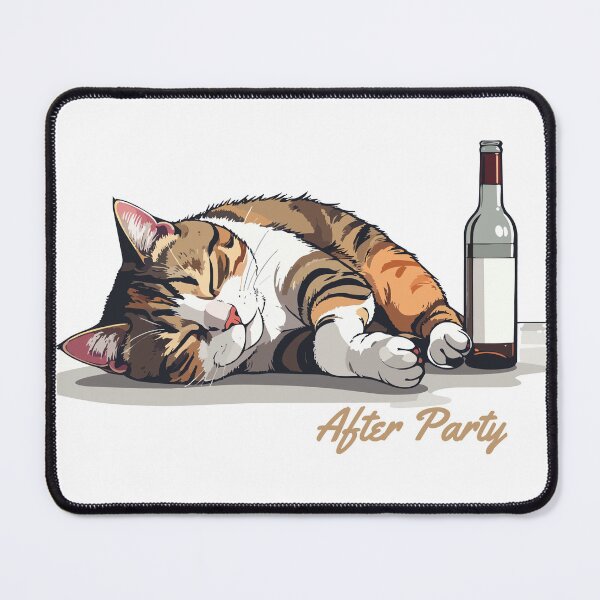 Item preview, Drunk Cat After Party - Exhausted Kitty Illustration designed and sold by MarWachaN.