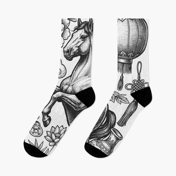 Item preview, Vintage Year of the Horse 2026 - Chinese Zodiac Ink Art designed and sold by DigitalGlade.