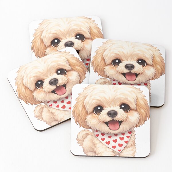Item preview, Adorable Fluffy Puppy with Heart Bandana designed and sold by jmdcez.