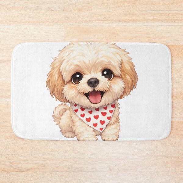 Item preview, Adorable Fluffy Puppy with Heart Bandana designed and sold by jmdcez.