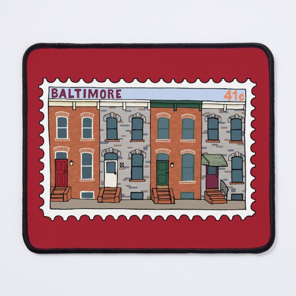 Item preview, Baltimore Rowhouses Stamp Illustration designed and sold by Elizabeth Weglein.