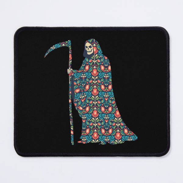 Item preview, Grim Reaper with Floral Folk Robe – Scandinavian Folk Art by heidiannemorris © designed and sold by FOLK ART FUSION by heidiannemorris.