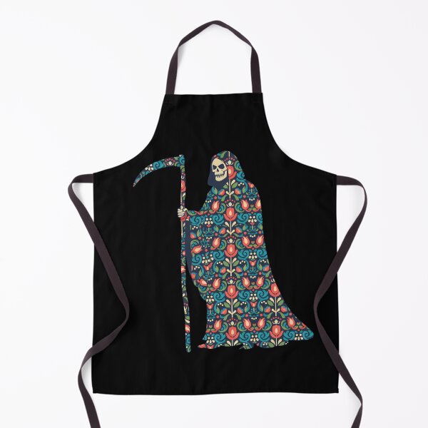 Item preview, Grim Reaper with Floral Folk Robe – Scandinavian Folk Art by heidiannemorris © designed and sold by FOLK ART FUSION by heidiannemorris.