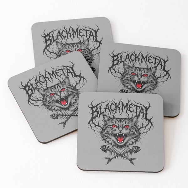Item preview, Black Metal Cat - Brutal Heavy Metal Kitty & Fish Bones Logo designed and sold by MarCinu Art.