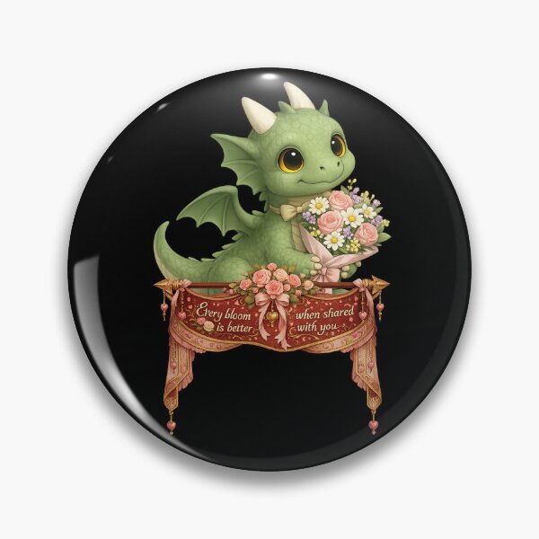 Item preview, Every Bloom Is Better When Shared With You – Cute Green Dragon Valentine Banner designed and sold by Hatchling Hollow.