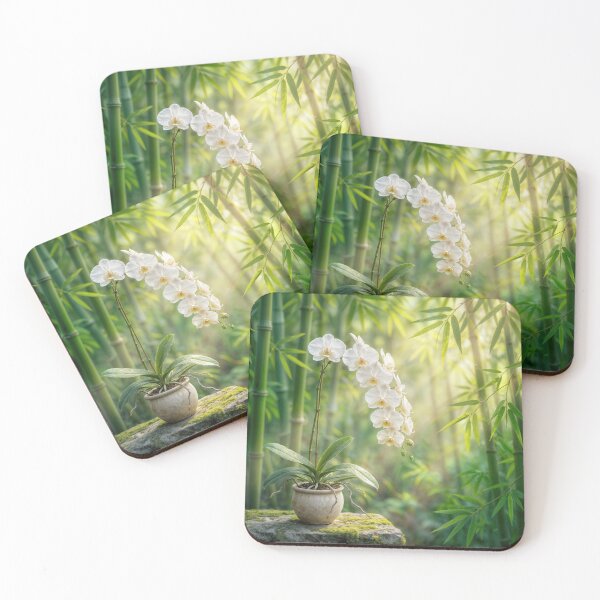 Item preview, White Orchid Plant In Bamboo Forest and Sunlight designed and sold by Maria Dryfhout.
