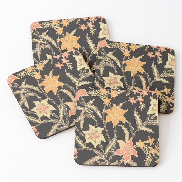 Item preview, Midnight Golden Batik Floral Botanical Pattern designed and sold by WAMTEES.