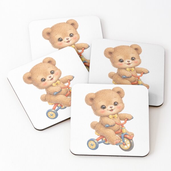 Item preview, Cute Teddy Bear on Tricycle – Vintage Nursery Illustration, Soft Kawaii Animal Art designed and sold by SirensSageStone.