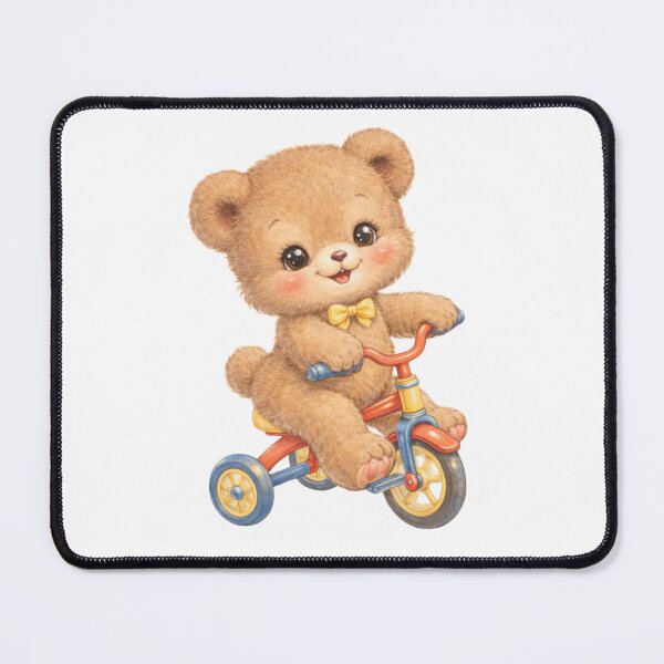 Item preview, Cute Teddy Bear on Tricycle – Vintage Nursery Illustration, Soft Kawaii Animal Art designed and sold by SirensSageStone.