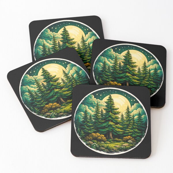 Item preview, Moonlit Pine Forest Mystical Woodland Night Graphic designed and sold by GetGoodFit.