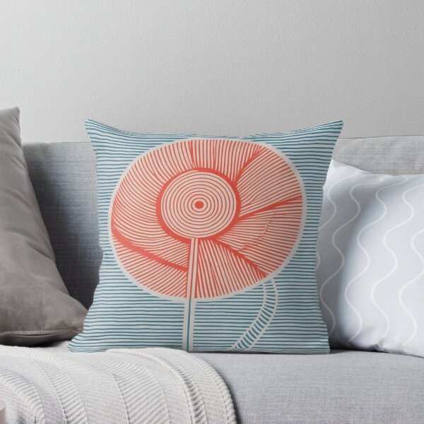 Aperçu de l'œuvre Fleur bleu corail, dessin minimaliste au trait créée et vendue par Ed & Harmony.