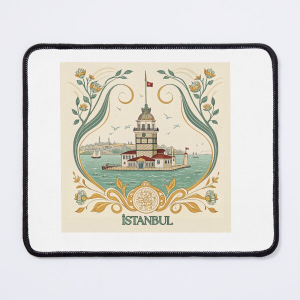 Item preview, Maiden's Tower Istanbul Art Nouveau Illustration - Vintage Turkish Landmark designed and sold by asliberry.