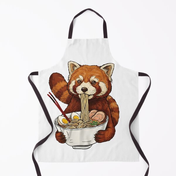 Item preview, Kawaii Red Panda Slurping Japanese Ramen Noodle Art designed and sold by Taha Art Designs.